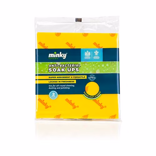 Minky Super Absorbent Anti-Bacterial Soak-ups, 2 Pack, Multicolour/Yellow