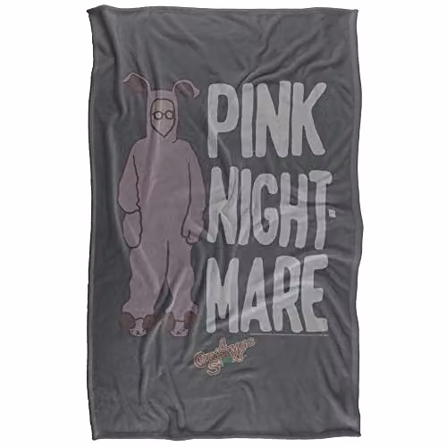 Warner Bros. A Christmas Story Ralphie's Pink Bunny Suit Super Soft Silky Fleece Blanket, Pink/Multicolour/Grey, W: 91.44 cm, D: 147.32 cm