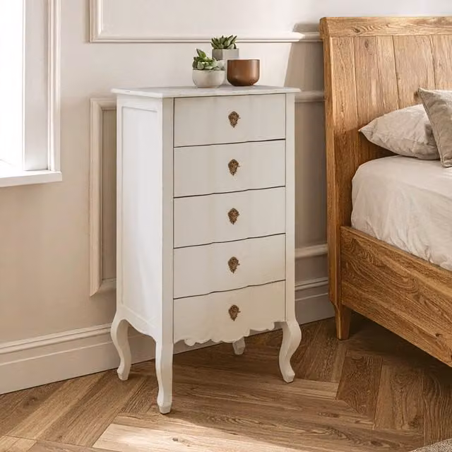 Fifty Five South Antique Style White Wood Chest of Drawers – 1