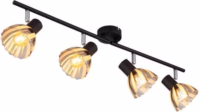 Netlighting Zachery Modern Ceiling Spotlight Bar in Matt Black with Grey Smoke Glass Shades, 4x E14 – 1