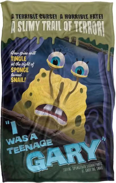 LOGOVISION Spongebob Teenage Gary Super Soft Fleece Throw Blanket, Multicolour, W: 91 cm, D: 147 cm – 5