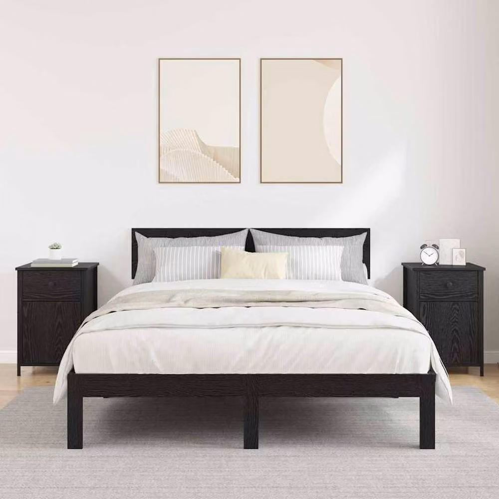 Berkfield Home Set of 2 Black Oak Bedside Cabinets, W/D/H: 40 x 42 x 60 cm – 4