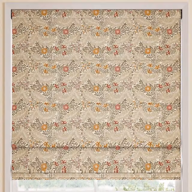 William Morris At Home Larkspur Made to Measure Blackout Roman Blind in Acorn Multicolour Floral Design