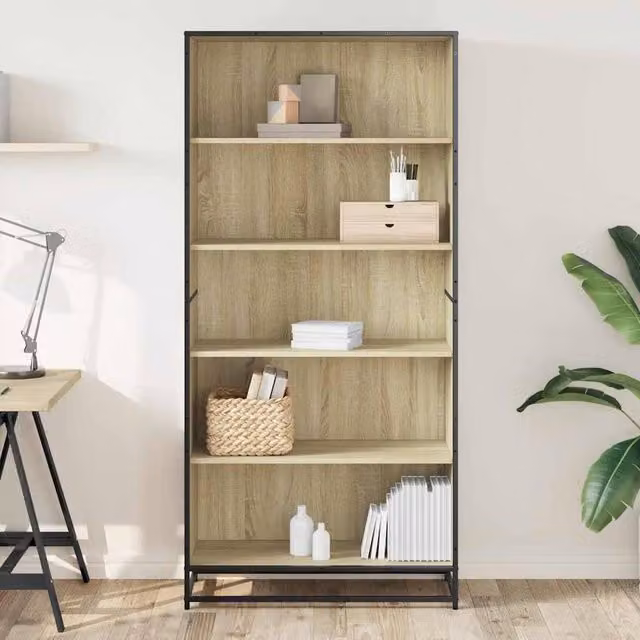 Berkfield Home Modern Sonoma Oak Bookcase, Brown, W: 80.5 cm, D: 35 cm, H: 170.5 cm