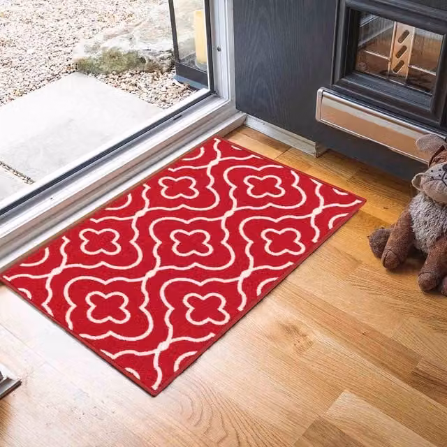 Desire Rugs Red Quatrefoil Non-Slip Machine Washable Doormat, W: 67 cm, D: 120 cm – 1