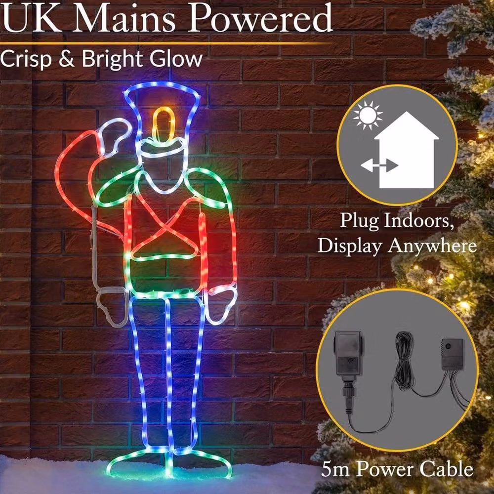 NESTLUNE Multicolour Nutcracker LED Rope Light Outdoor Christmas Decoration, W/D/H: 100 x 15 x 15 cm – 3