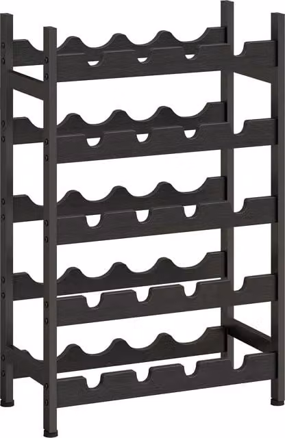 HOMCOM Industrial 5-Tier Freestanding Wine Rack and Liquor Cabinet in Black