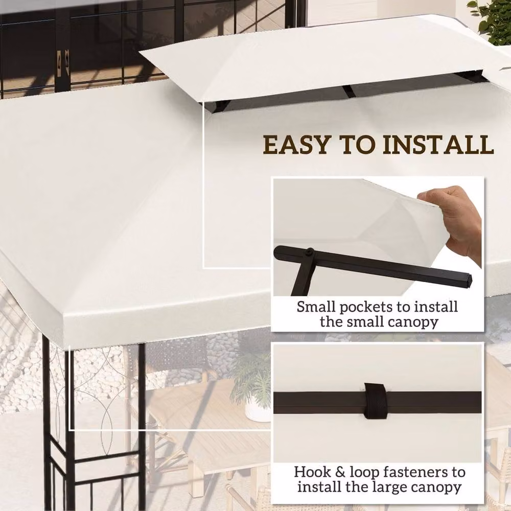 EONLION Replacement Gazebo Roof Canopy in Beige Polyester, W: 300 cm x D: 100 cm x H: 100 cm – 4