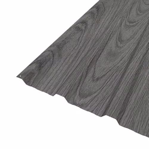 BIRCHTREE 18 Pack Corrugated Metal Roofing Panels, Grey Wood Grain Steel, W: 45 cm, L: 129 cm – 3