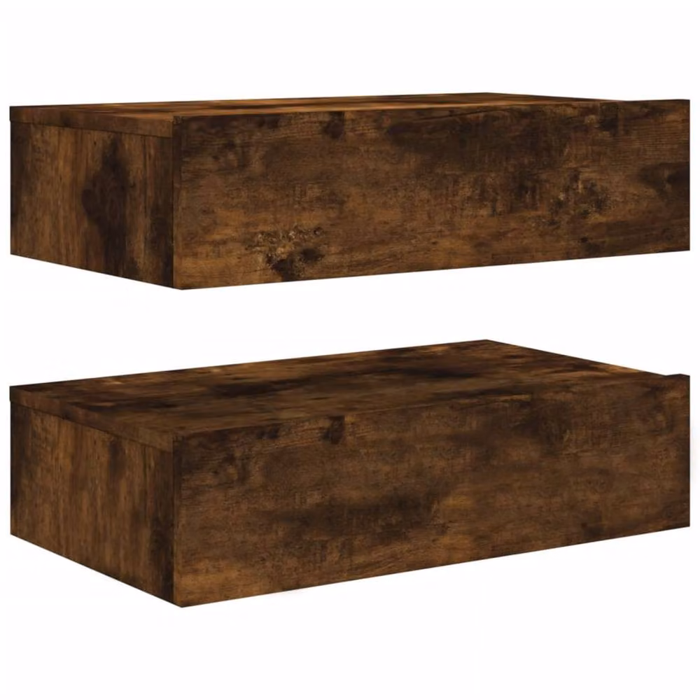 Berkfield Home Set of 2 Modern TV Cabinets with LED Lights in Smoked Oak Brown, W: 60 cm, D: 35 cm, H: 15.5 cm – 5