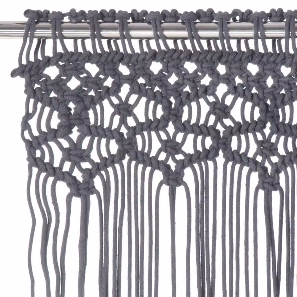 Berkfield Home Macrame Cotton Curtain in Anthracite Grey, W: 140 cm, H: 240 cm – 2