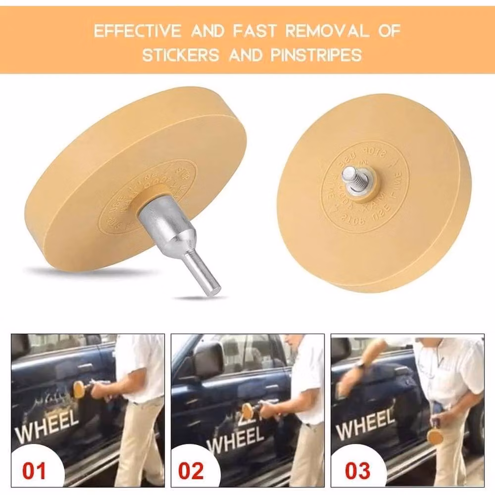 SPETLEK 5 Piece 88mm Car Decal Remover Rubber Eraser Wheel Drill Tool in Beige – 2
