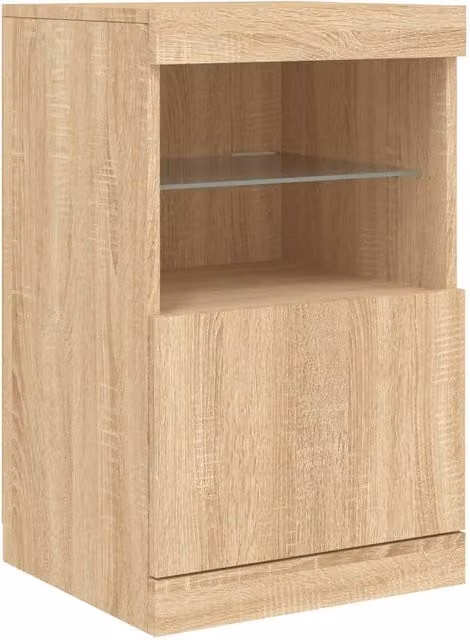 Berkfield Home Modern Sonoma Oak Sideboard with Integrated LED Lights in Brown, W/D/H: 41 x 37 x 67 cm