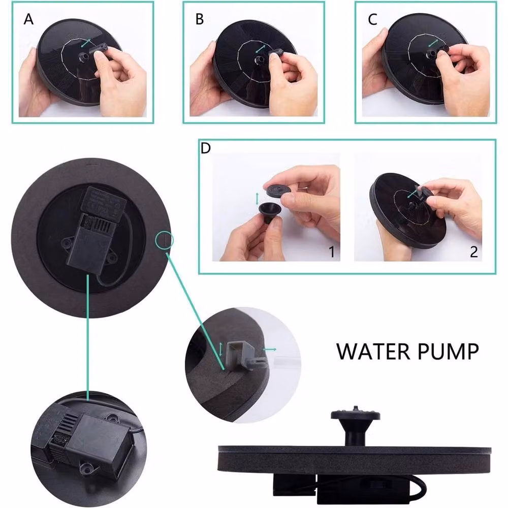 FLAVORA Solar Floating Fountain Pump Outdoor Water Feature, Black, W/D/H: 100 x 100 x 100 cm – 6