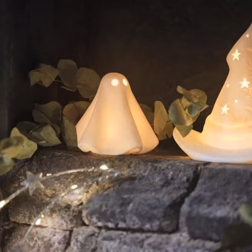 Lights4fun Gerald the Ghost White Porcelain LED Halloween Tabletop Decoration – 3