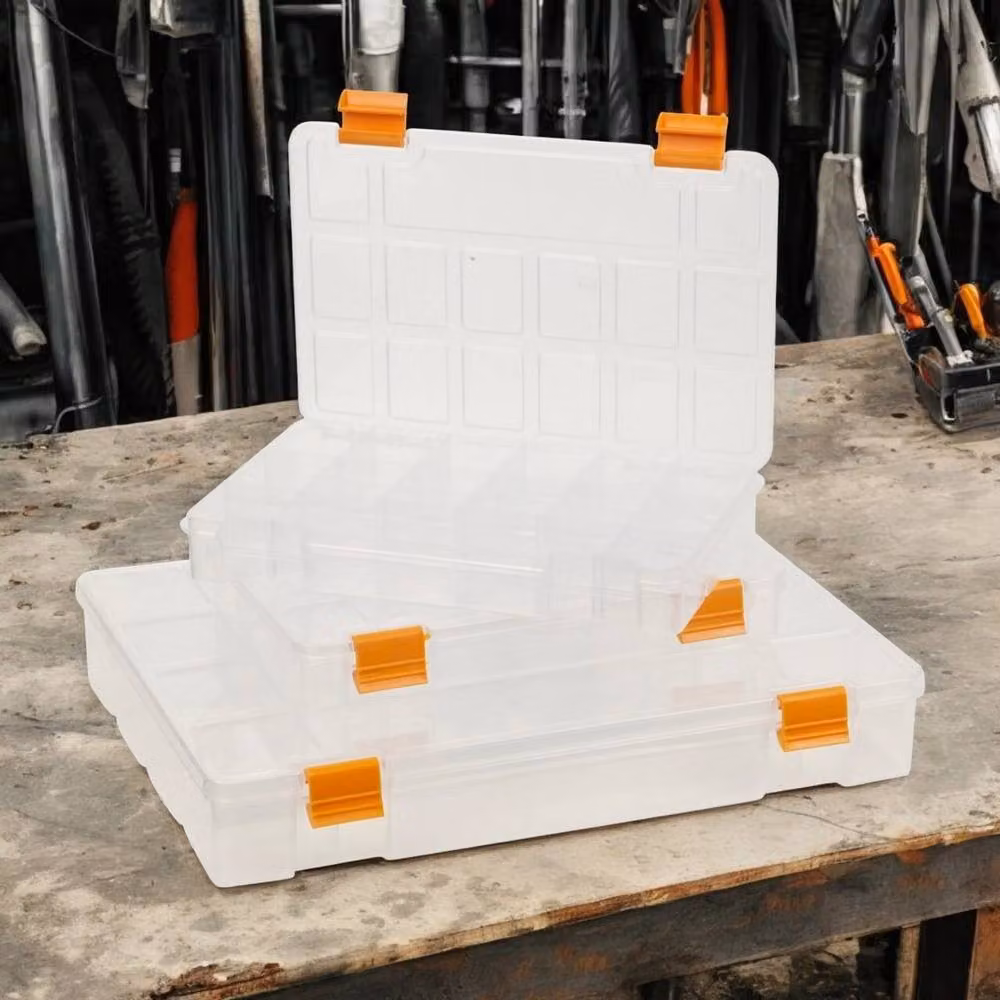 PAWNORA 3 Piece Transparent and Orange Plastic Tool Storage Box Set – 2