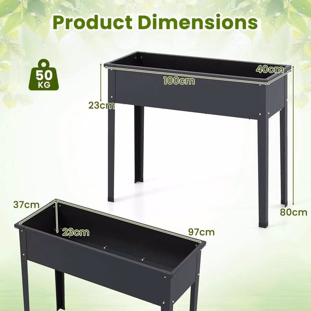 VOGREX Raised Metal Garden Bed Planter Box with Drainage Holes, Black – 2