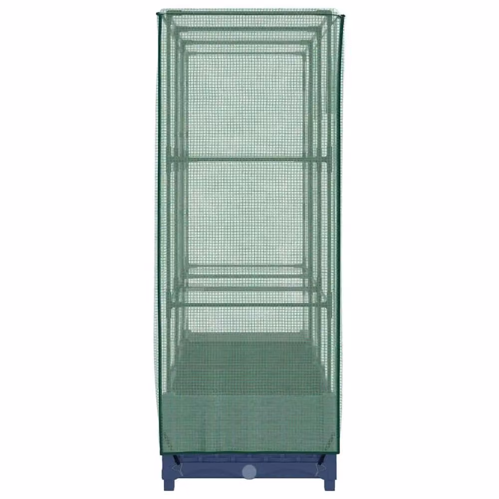 Berkfield Home Raised Bed with Greenhouse Cover in Dark Navy Rattan Look, W/D/H: 120 x 40 x 123 cm