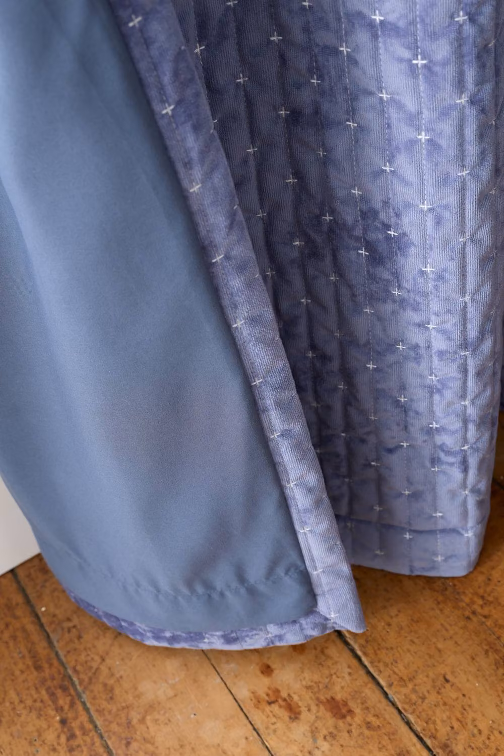 Bianca Attica Velvet Blackout Eyelet Curtains in Blue, Width: 117 cm, Drop: 229 cm – 5