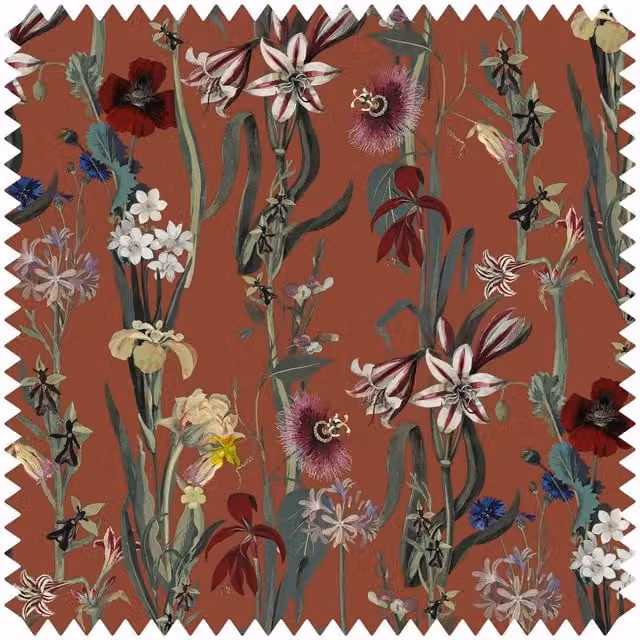 House of Hackney Flora Delanica Velvet Chair in Clay, Orange and Multicolour