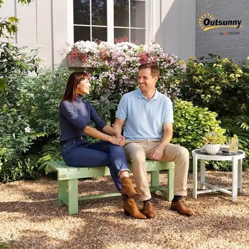 Outsunny 2 Seater Wooden Garden Bench in Light Green, W/D/H: 110 x 38 x 35 cm – 2