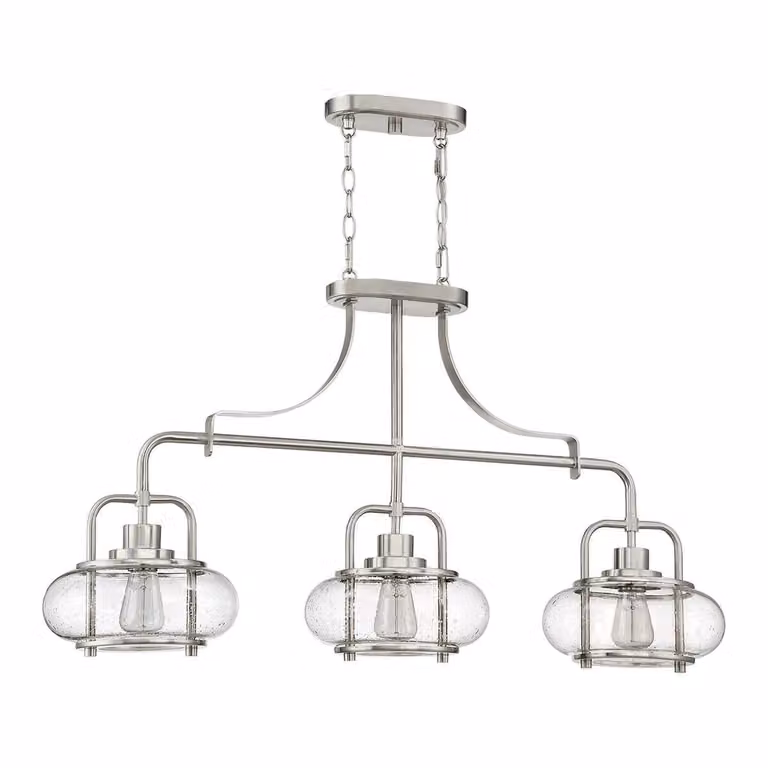 Loops Silver Single Bulb Pendant Ceiling Light Fitting with Transparent Glass and Metal Design, E27 60W LED Compatible, H 55.2 cm x W 25.4 cm x D 25.4 cm