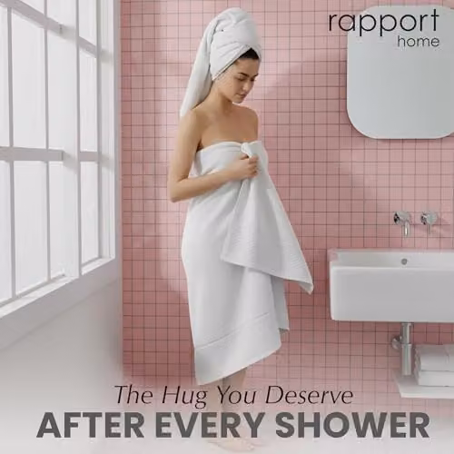 Rapport Home Eden Weave 2-Pack White Cotton Bath Towels, W: 70 cm, H: 120 cm – 5