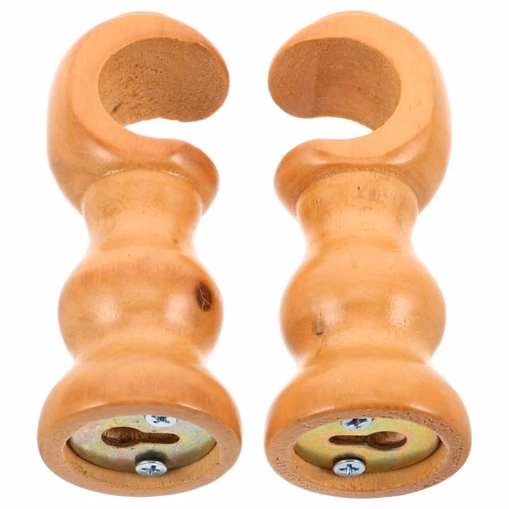 SPETLEK 2-Piece Solid Wood Curtain Rod Brackets in Brown – 4