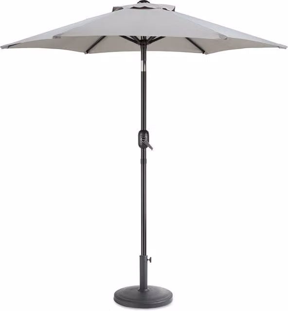 Vonhaus Grey Garden Parasol with 12kg Base Bundle, 2m Diameter and UPF 30 Protection