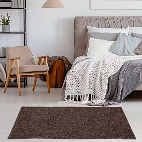 THE RUGS Flex Collection Modern Low Pile Area Rug, Brown, W: 80 cm, D: 150 cm – 5