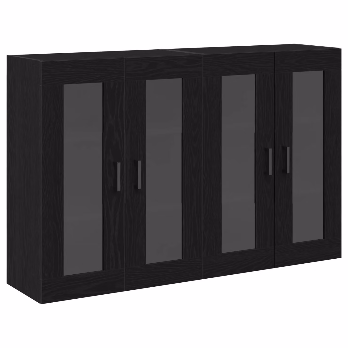 Berkfield Home Set of 2 Wall Mounted Cabinets in Black Oak with Glass Doors, W/D/H: 69.5 x 34 x 90 cm – 2