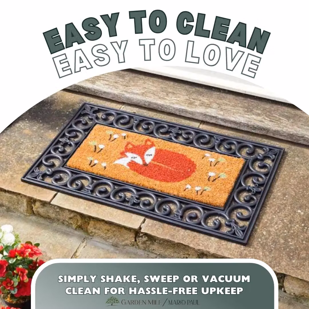 Marco Paul Non Slip Coir Door Mat Insert with Orange Fox Design, W/D/H: 100 x 100 x 1 cm – 5