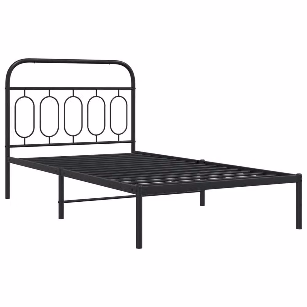 Berkfield Home Metal Bed Frame with Headboard, Black, W/D/H: 100 x 190 cm – 3