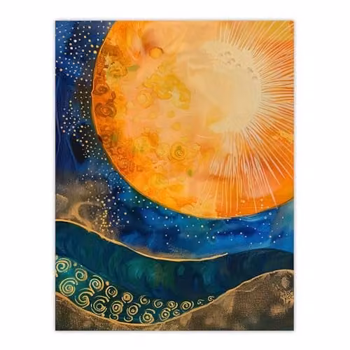 Artery8 Abstract Sunrise Modern Tarot Style Wall Art Poster Print, Multicolour, W: 46.0 cm, H: 61.0 cm – 1
