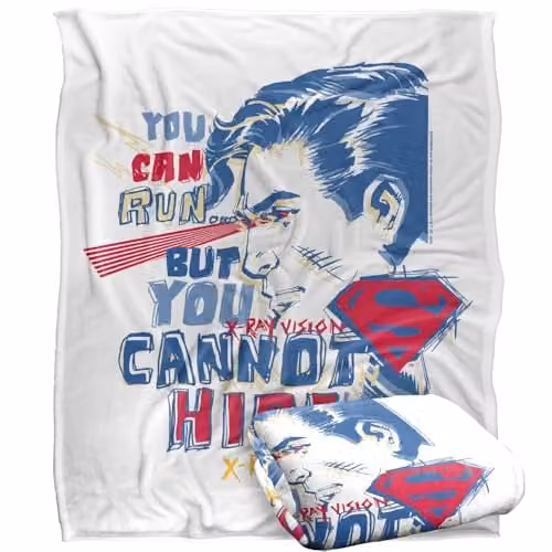 Warner Bros. Superman Cannot Hide Super Soft Silky Touch Fleece Throw Blanket, Multicolour, W/D/H: 127.0 x 152.4 x 1.0 cm