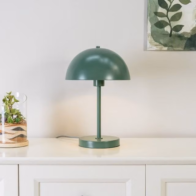 ValueLights Stassi Mushroom Dome Metal Table Lamp in Green