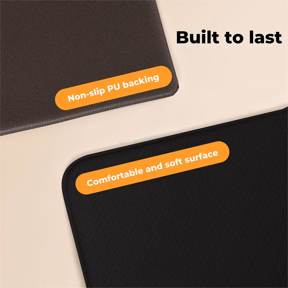 Kelvenix 2 Piece Non-slip and Stain-resistant Black Woven Kitchen Mat Runner Set, Diameter: 100 cm – 4