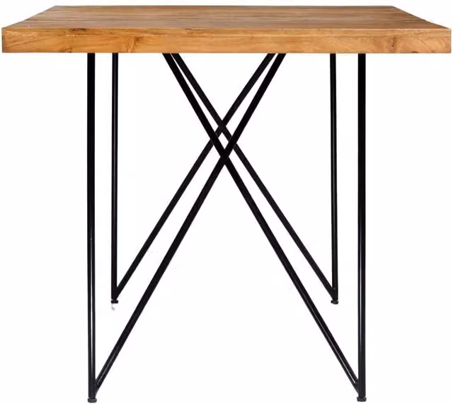 Berkfield Home Durable Solid Acacia Wood Dining Table in Brown and Black, W/D/H: 180 x 90 x 76 cm
