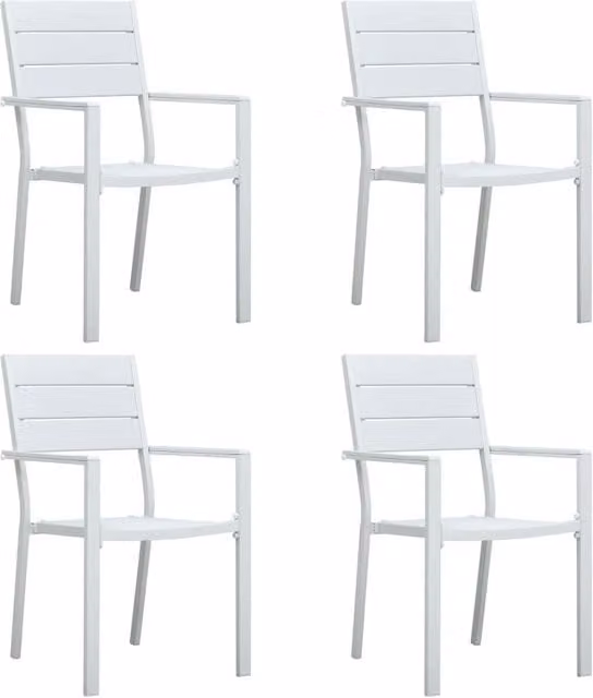 Berkfield Home Set of 4 Modern White HDPE Wood Look Garden Chairs for Terrace and Garden