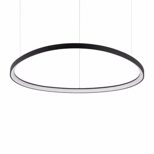 Ideal Lux Gemini 105cm LED Integrated Ring Pendant Ceiling Light in Black with Warm White 2700K