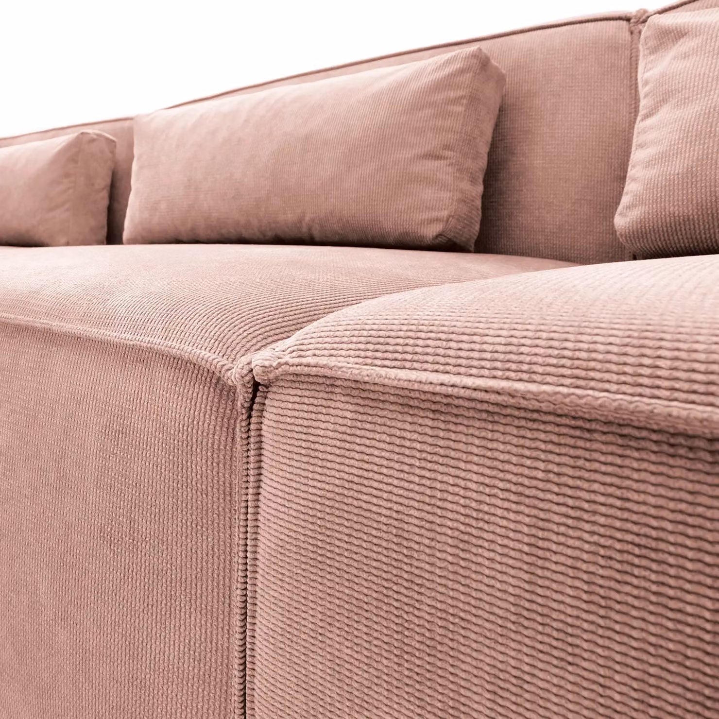 Abakus Direct Doris Reversible L-Shaped Corner Sofa in Pink Cord Fabric, W: 282 cm, D: 257 cm, H: 73 cm – 3