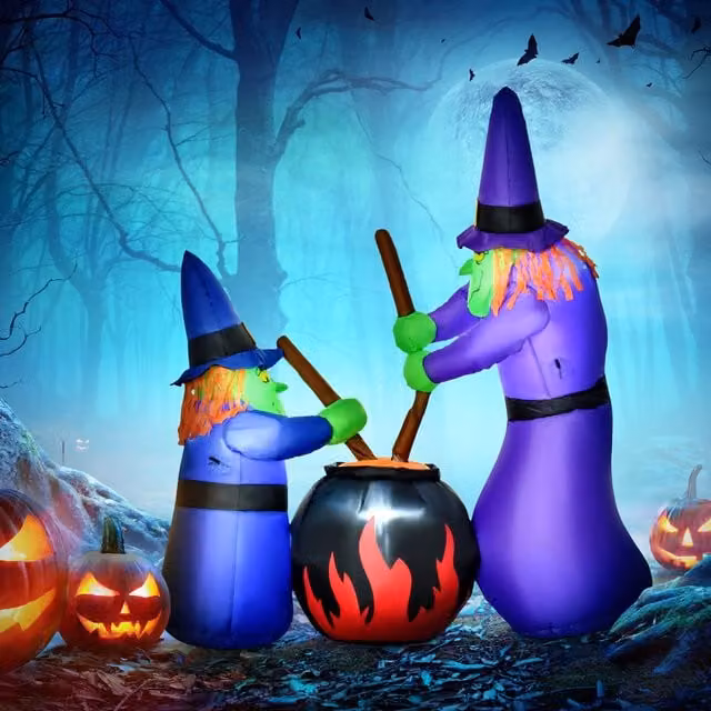 HOMCOM Inflatable Halloween Witches Decoration in Multicolour