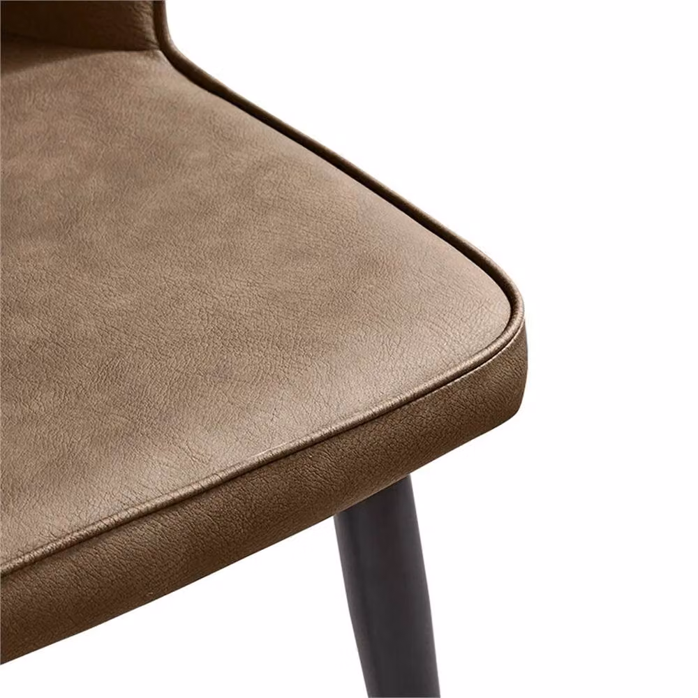 Kelvenix Set of 2 Faux Leather Soft Padded Dining Chairs in Brown – 3