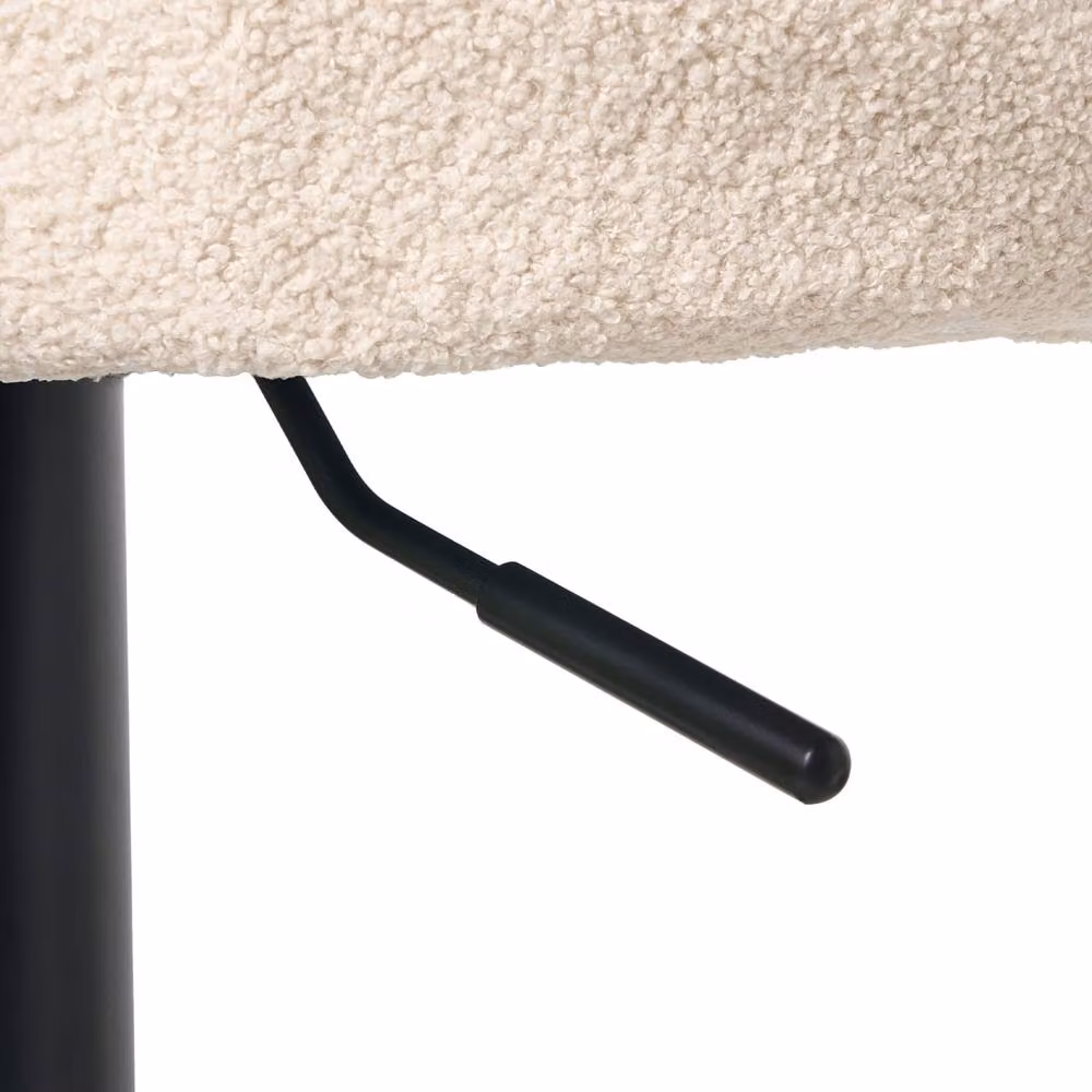 Wyld and Coco Set of 2 Adjustable Boucle Bar Stools in Light Beige with Black Powder Coated Metal Legs – 4