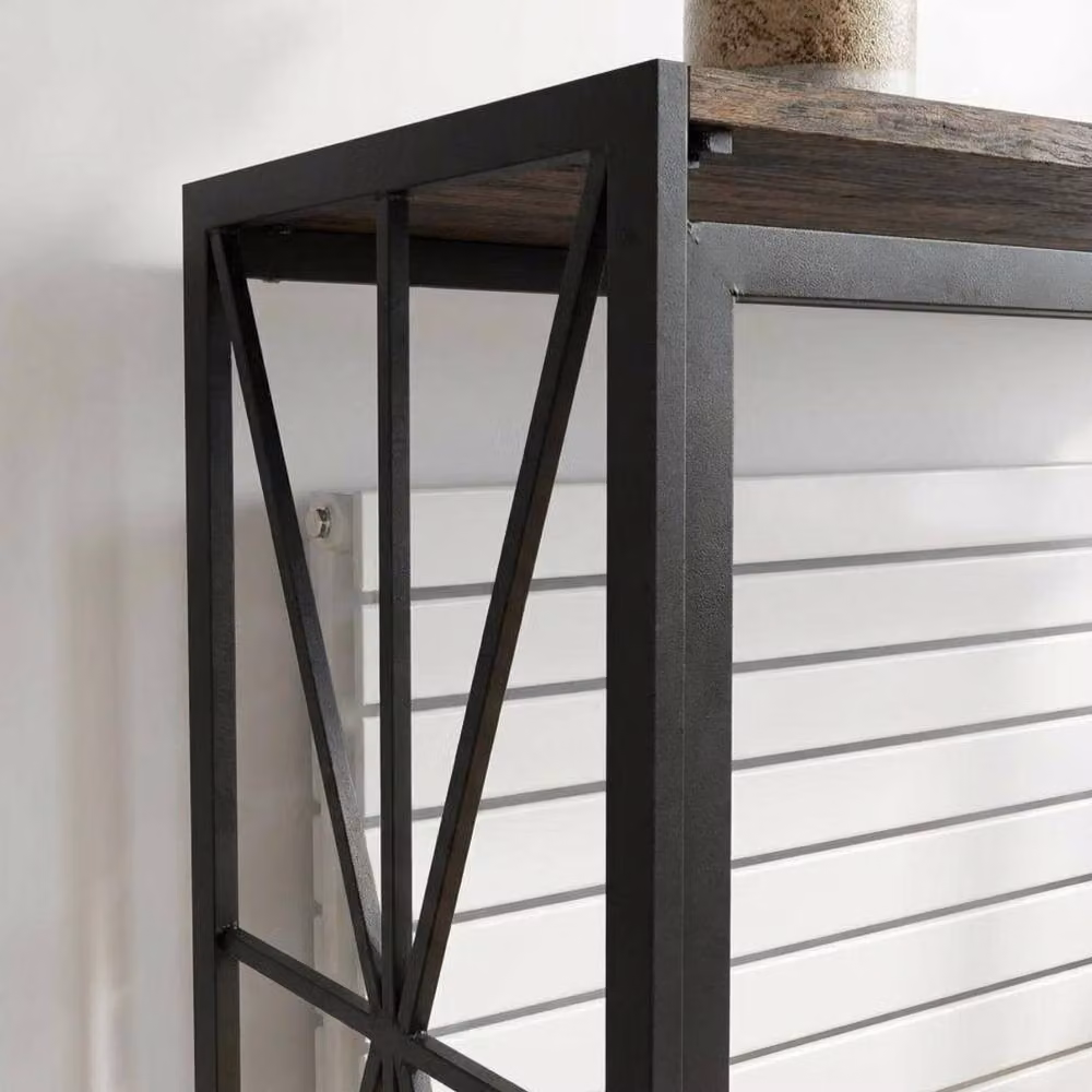 Garden Greatness Rustic Wood Top Console Table in Brown and Black, W/D/H: 80.0 x 38.0 x 38.0 cm – 2