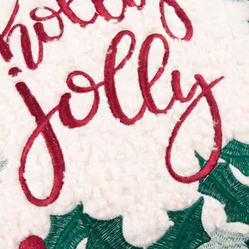 Riva Home Holly Wreath Embroidered Velvet Cushion, Multicolour, W/D/H: 45 x 45 x 45 cm – 3