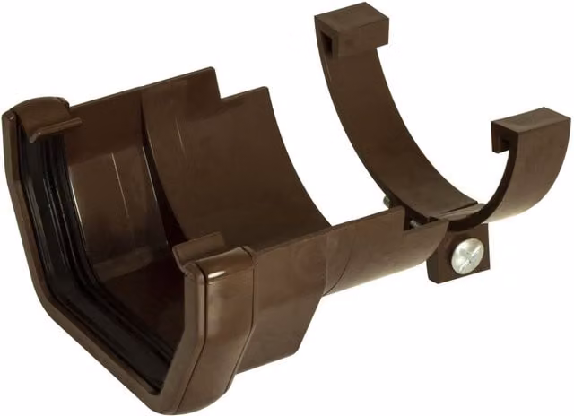 FloPlast 114mm Square to Round Gutter Adaptor, Brown/Grey