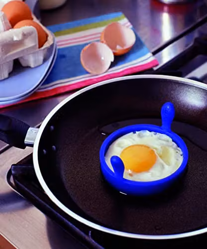 Culinare C20200 Silicone Egg Ring with Handles, Blue, 90 mm Diameter – 4
