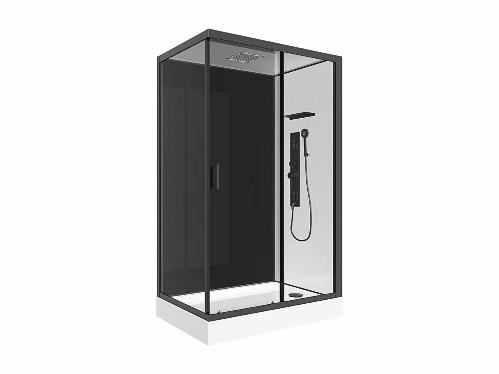 FOMIRA Hydromassage Shower Cabin with Tray in Black and White, W: 80 cm, D: 110 cm, H: 211 cm – 2