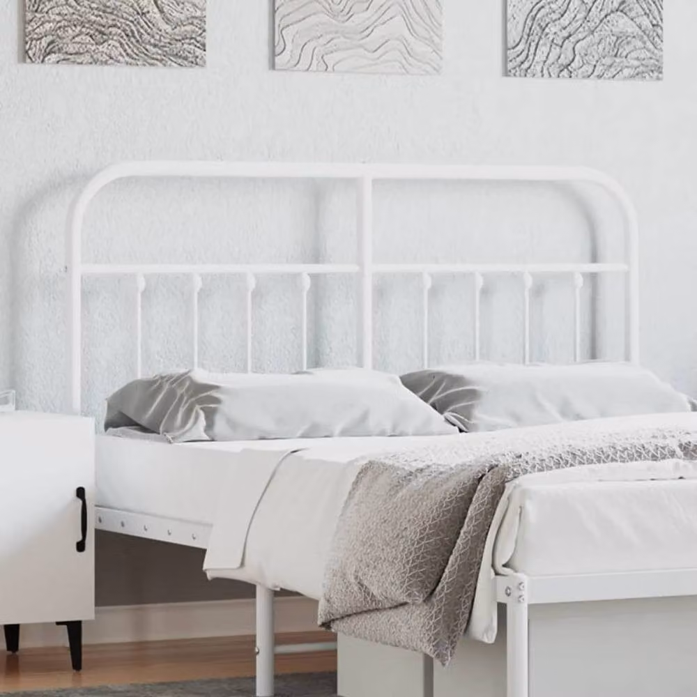 Berkfield Home Classic Metal Headboard, White, Width: 135 cm – 2